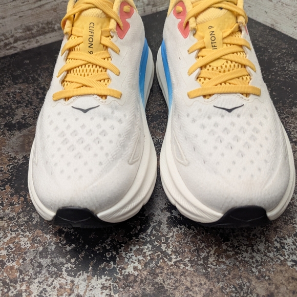 Womens Hoka One One Clifton 9 Running Shoes Sz 10 Used VGC White Mesh - Picture 4 of 10